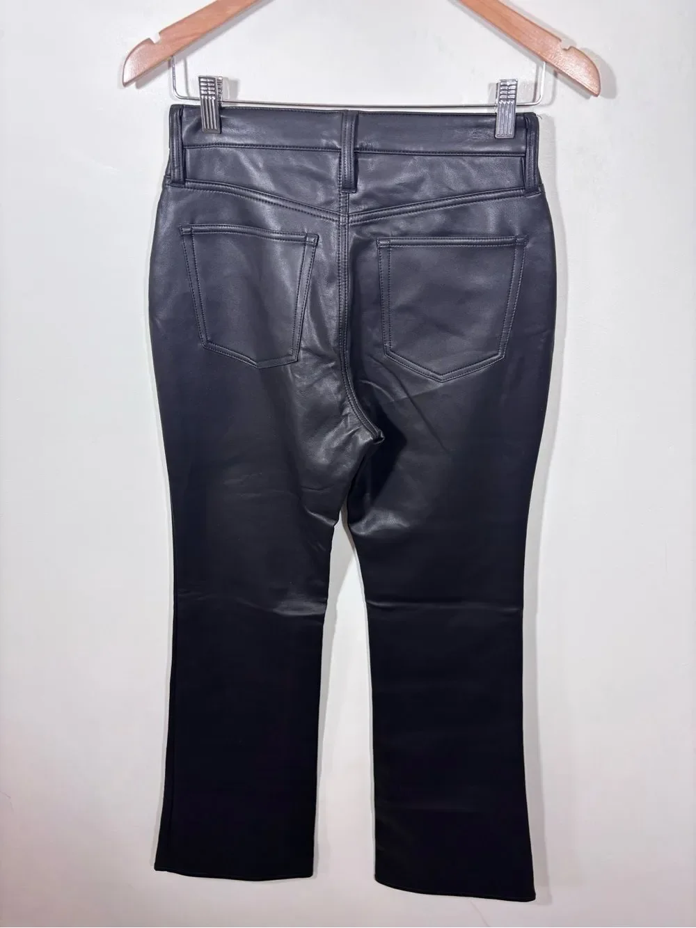 J Crew High-rise bootcut pant in faux leather NWT 26 Black Classic CC485